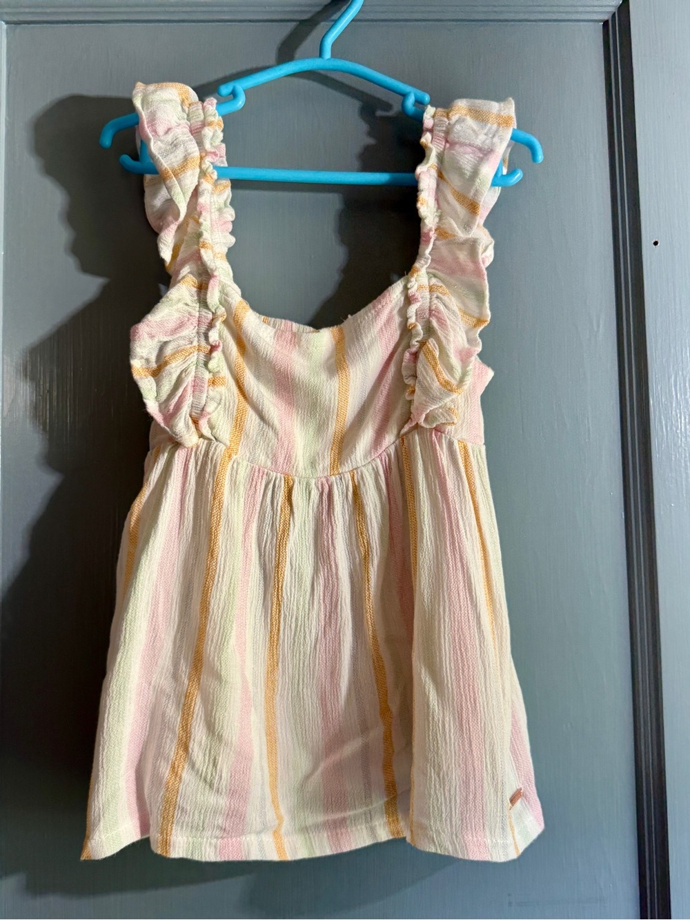 Tahari Pastel Stripe Ruffle Tank Top - Pink, Yellow